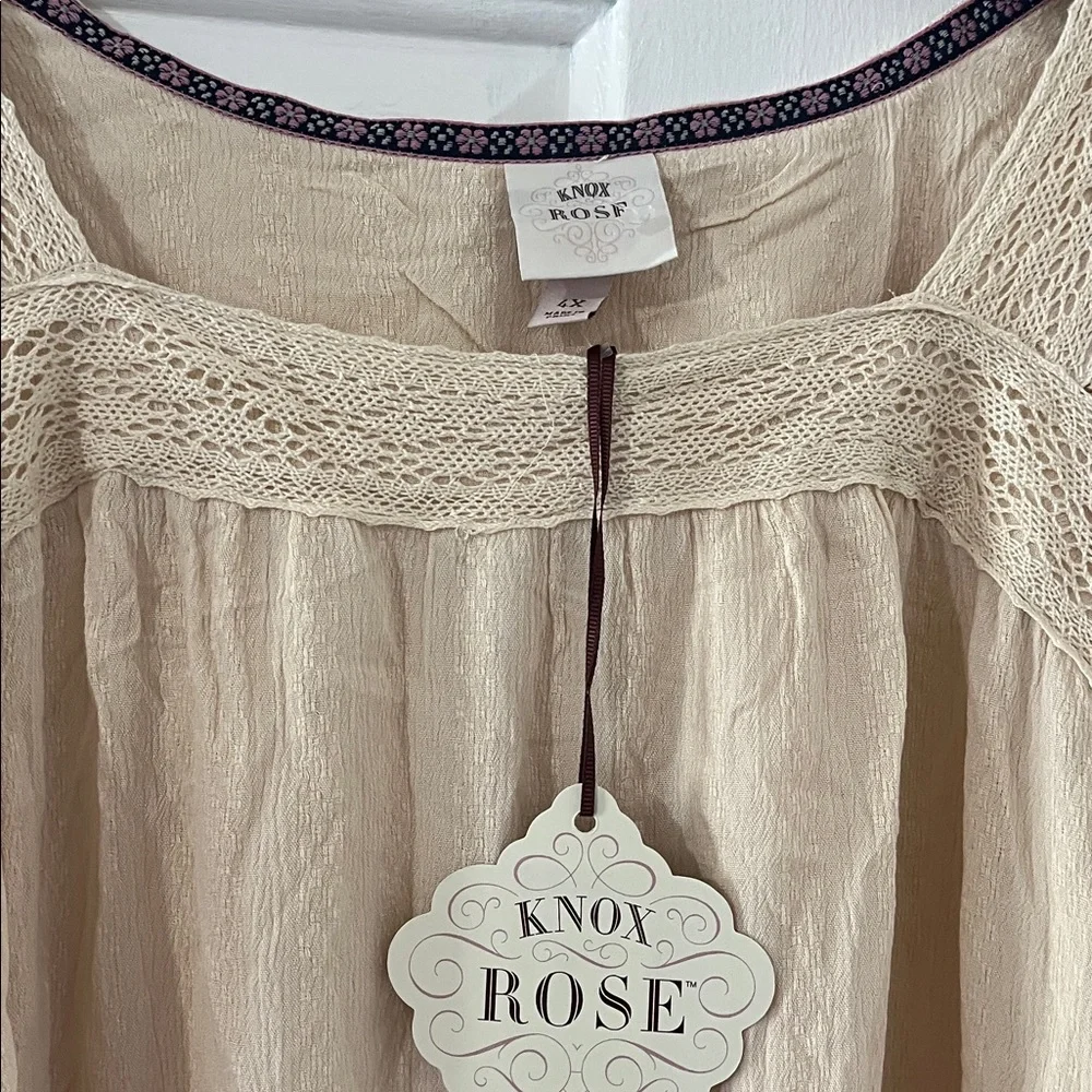 Plus Knox Rose Beige Embroidered Blouse - Picture 3 of 17